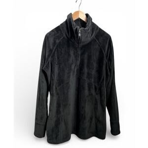 Obermeyer Furry Black Double Sided High Pile Black Fleece Half Zip Size XL